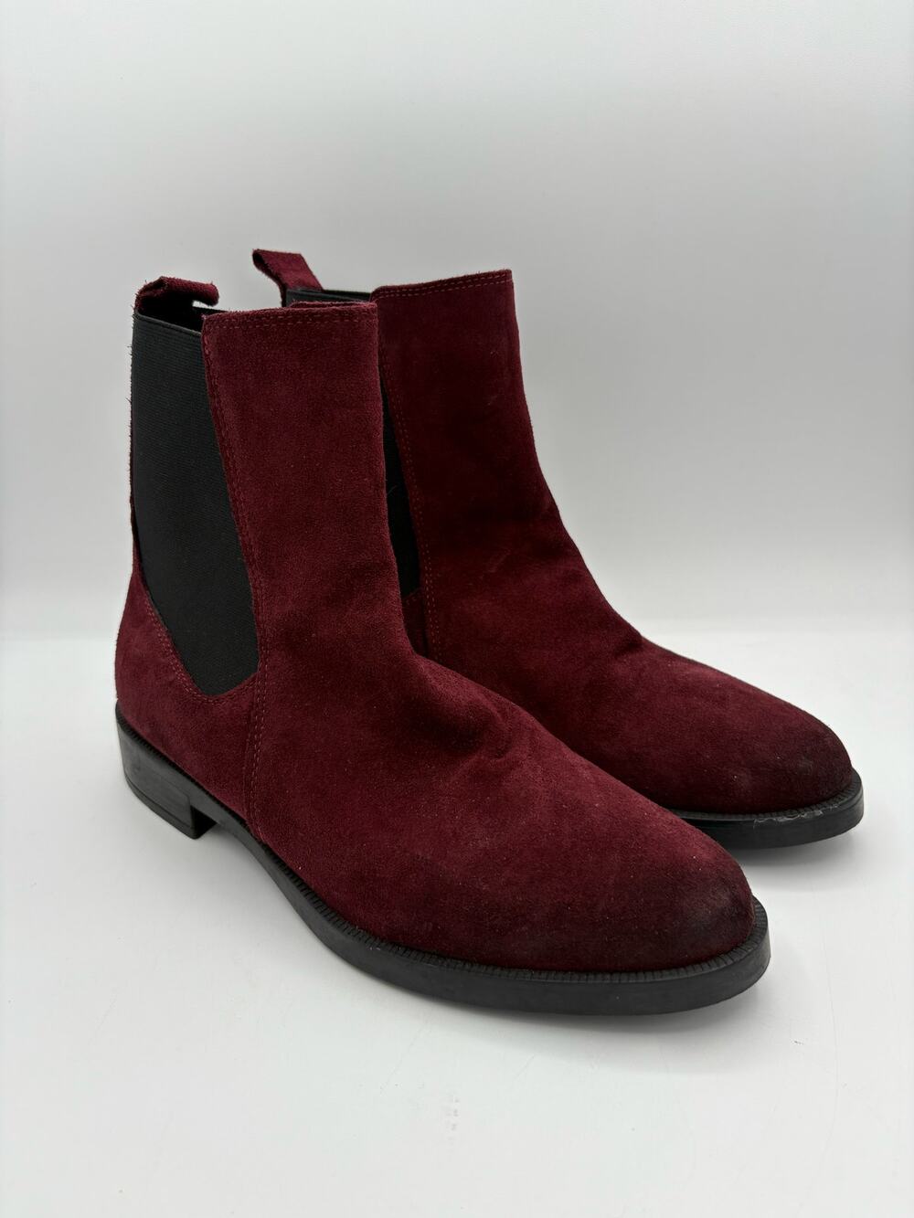 Emanuele Crasto Italian Burgundy Suede Leather Ankle Boots Size 9